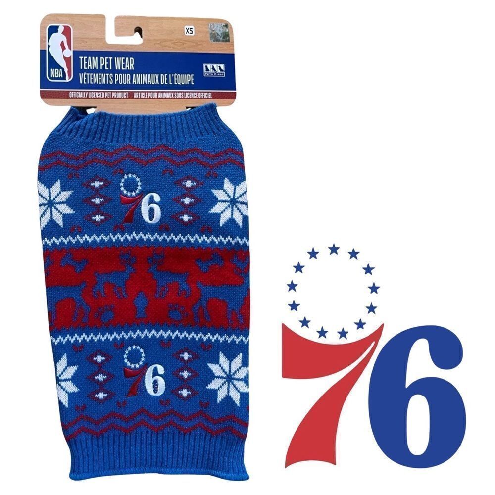 NBA Officially Licensed Philadelphia 76ers Petwear Knit Holiday Sweater XS NWT